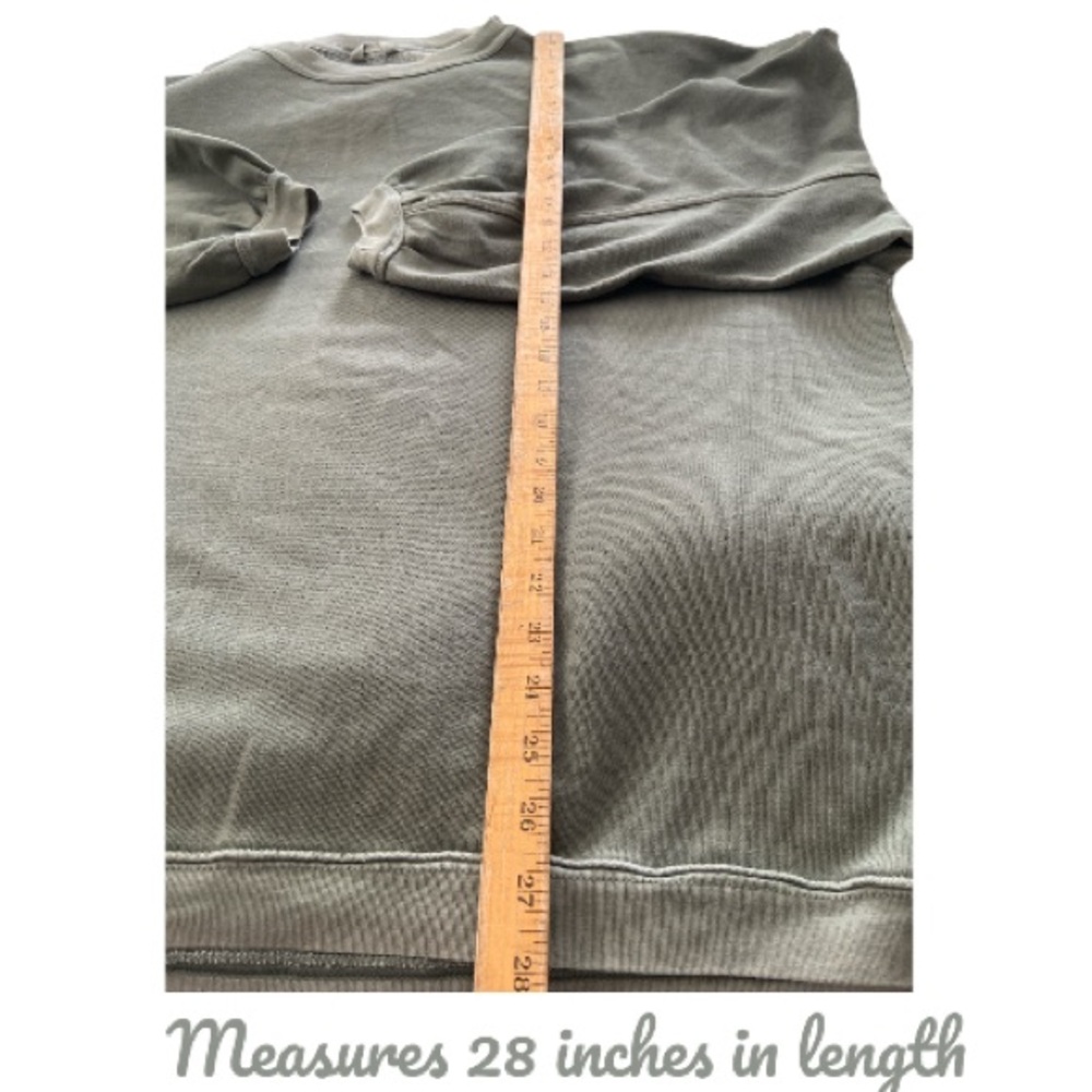 XL Aerie Oversized Sage Green  Distressed Sweatshirt with Balloon Sleeves, NWT - Picture 13 of 17